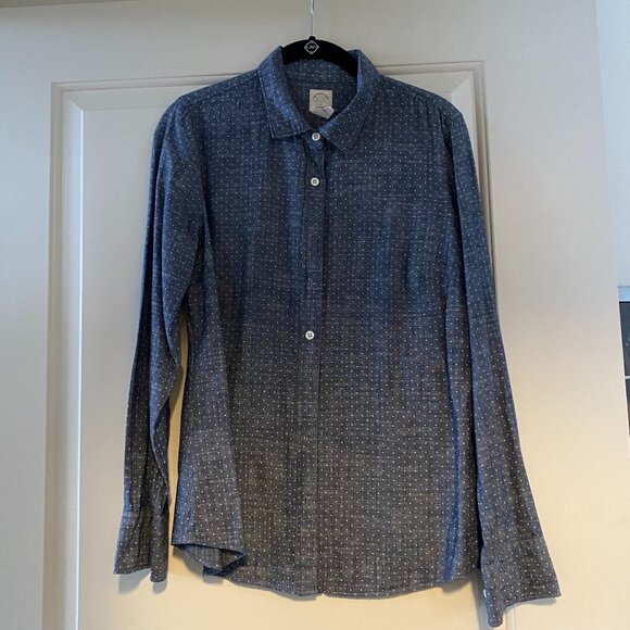 J. Crew Perfect Shirt 100% Cotton Blue with White Dots Size 8 EUC - Picture 1 of 3
